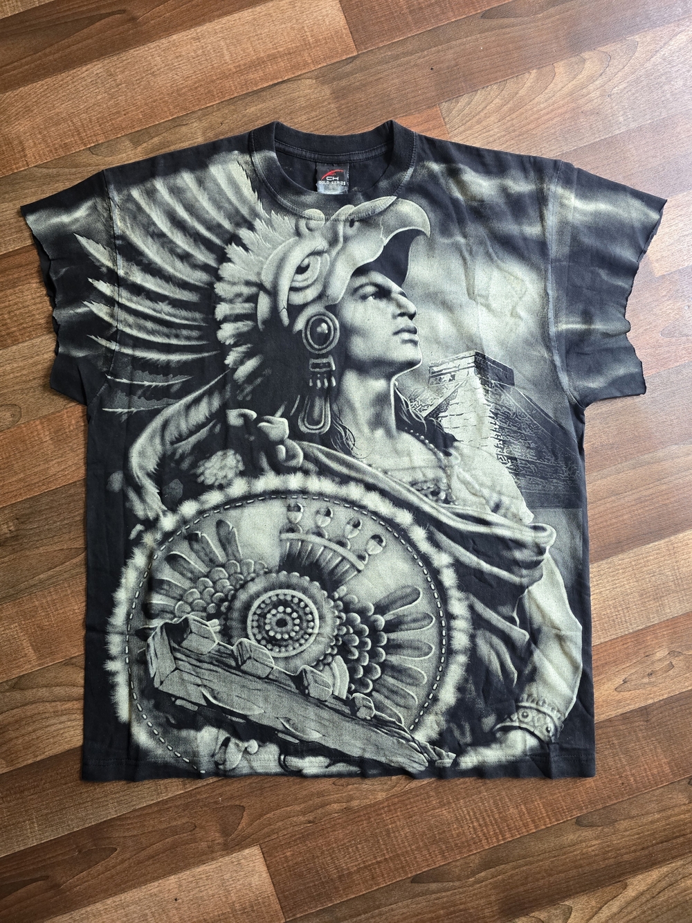 Graphic Native Warrior Tie-Dye Tee - Black/Grey